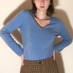 Cashmere Baby Blue V-Neck Sweater